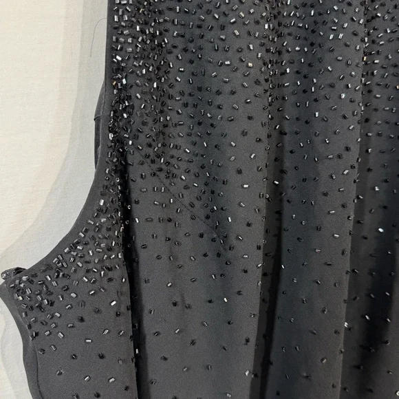 Cachet Black Beaded Evening Dress, NWT, Elegant gown, Sz 20, spaghetti strap - Picture 4 of 17